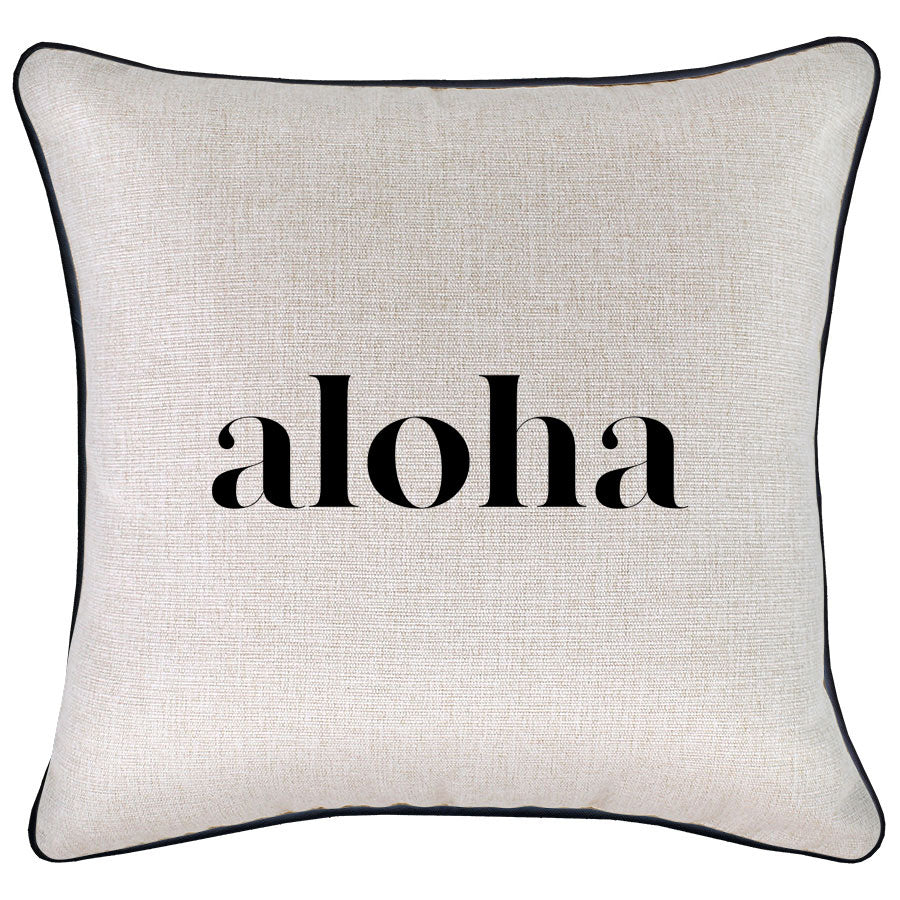 Cushion Cover-With Black Piping-Aloha Black-45cm x 45cm