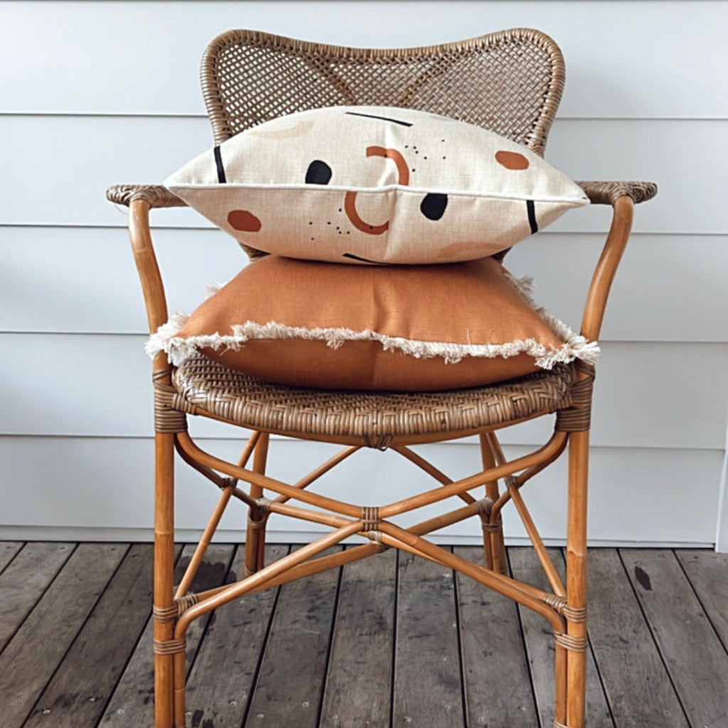 Cushion Cover-Coastal Fringe-Solid Rust-60cm x 60cm