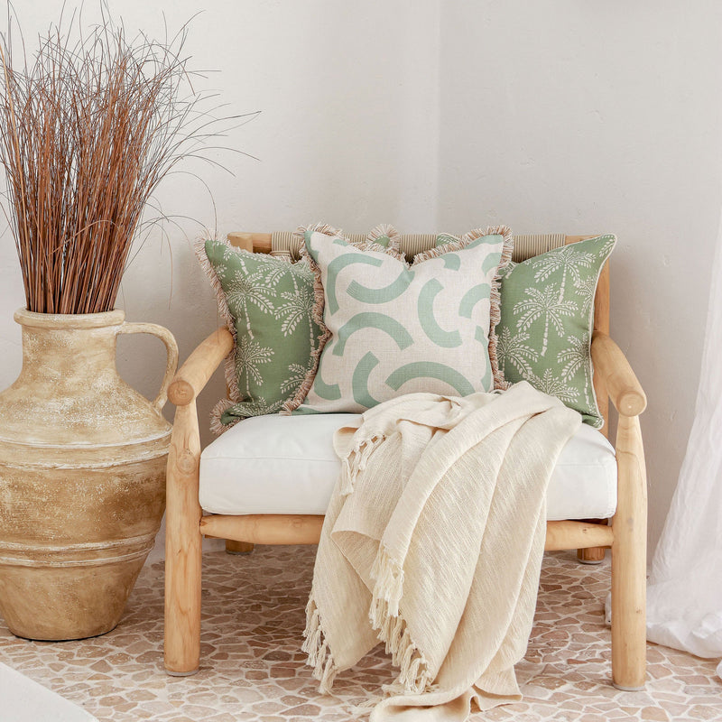 Cushion Cover-With Piping-Cabana Palms Sage-45cm x 45cm