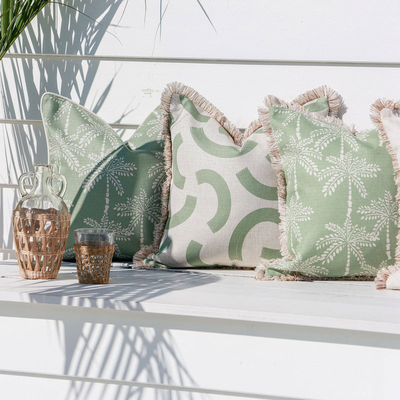 Cushion Cover-With Piping-Cabana Palms Sage-45cm x 45cm