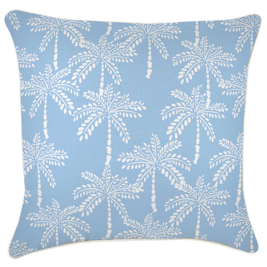 Cushion Cover-With Piping-Cabana Palms Pale Blue-60cm x 60cm