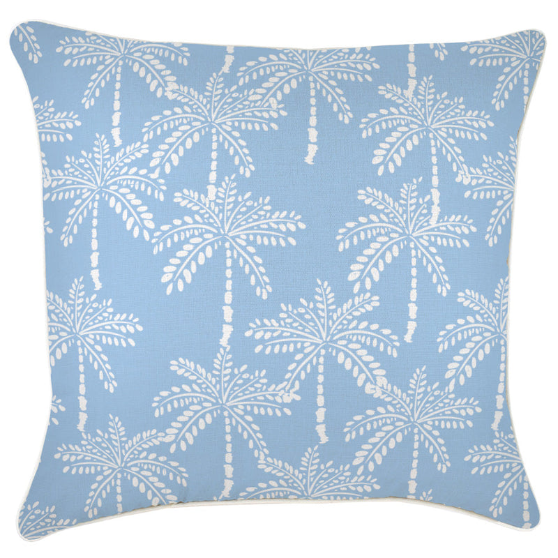 Cushion Cover-With Piping-Cabana Palms Pale Blue-60cm x 60cm