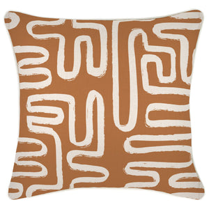 Cushion Cover-With Piping-Maze Rust-45cm x 45cm