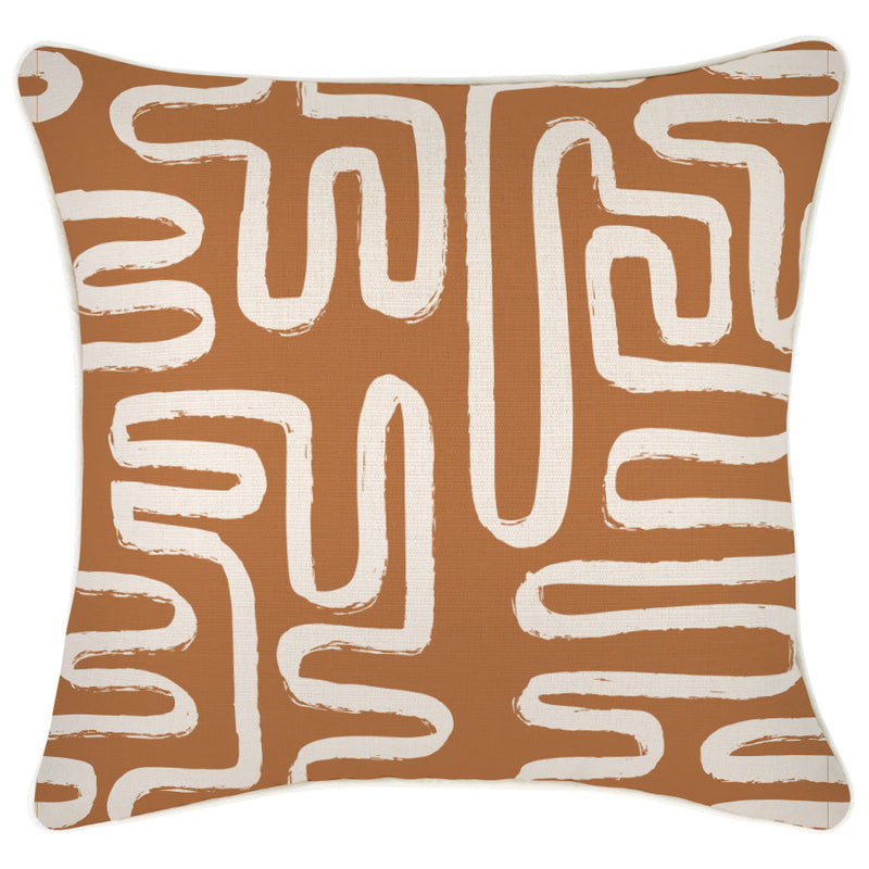 Cushion Cover-With Piping-Maze Rust-45cm x 45cm