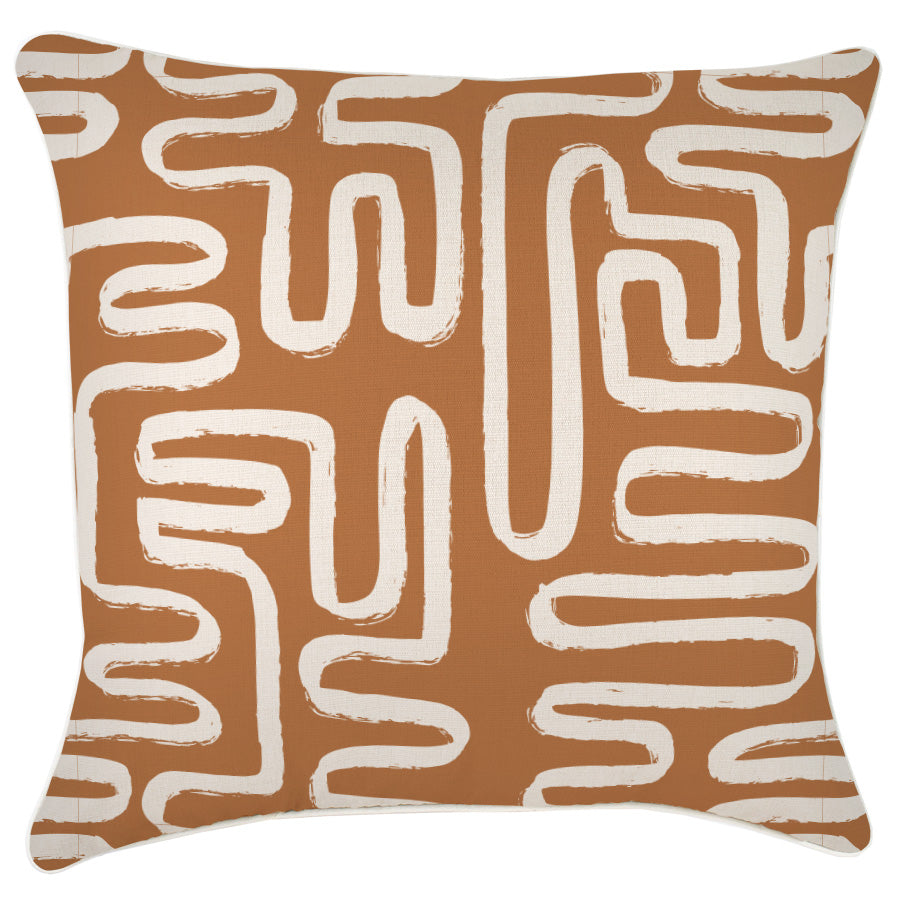Cushion Cover-With Piping-Maze Rust-60cm x 60cm