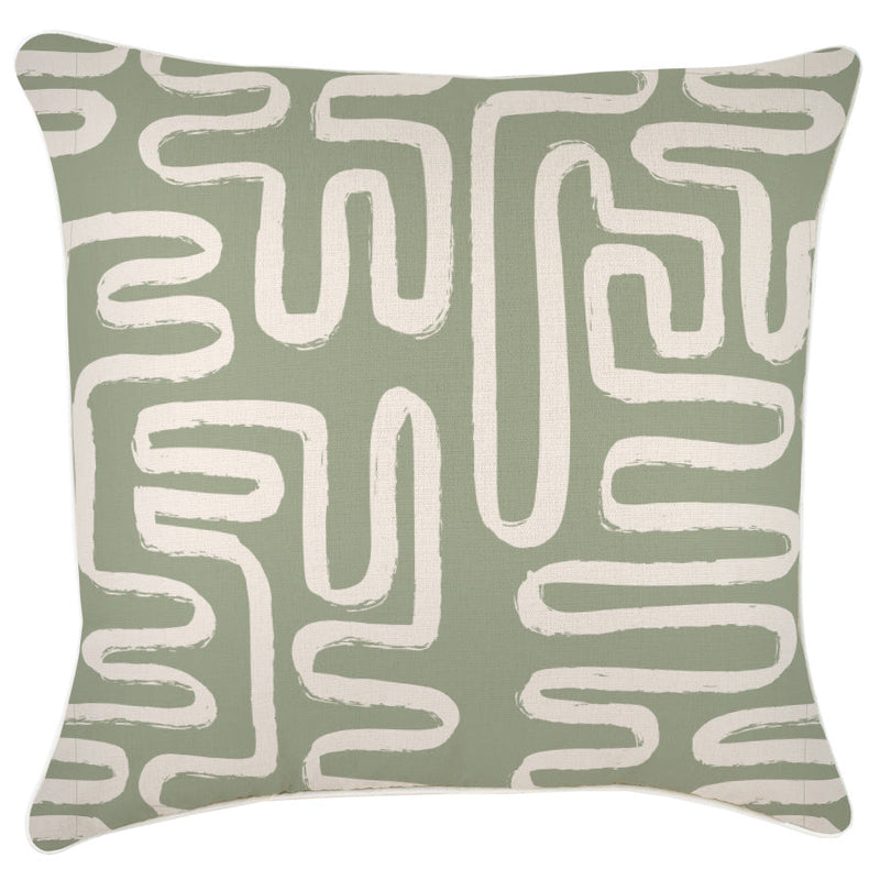 Cushion Cover-With Piping-Maze Sage-60cm x 60cm
