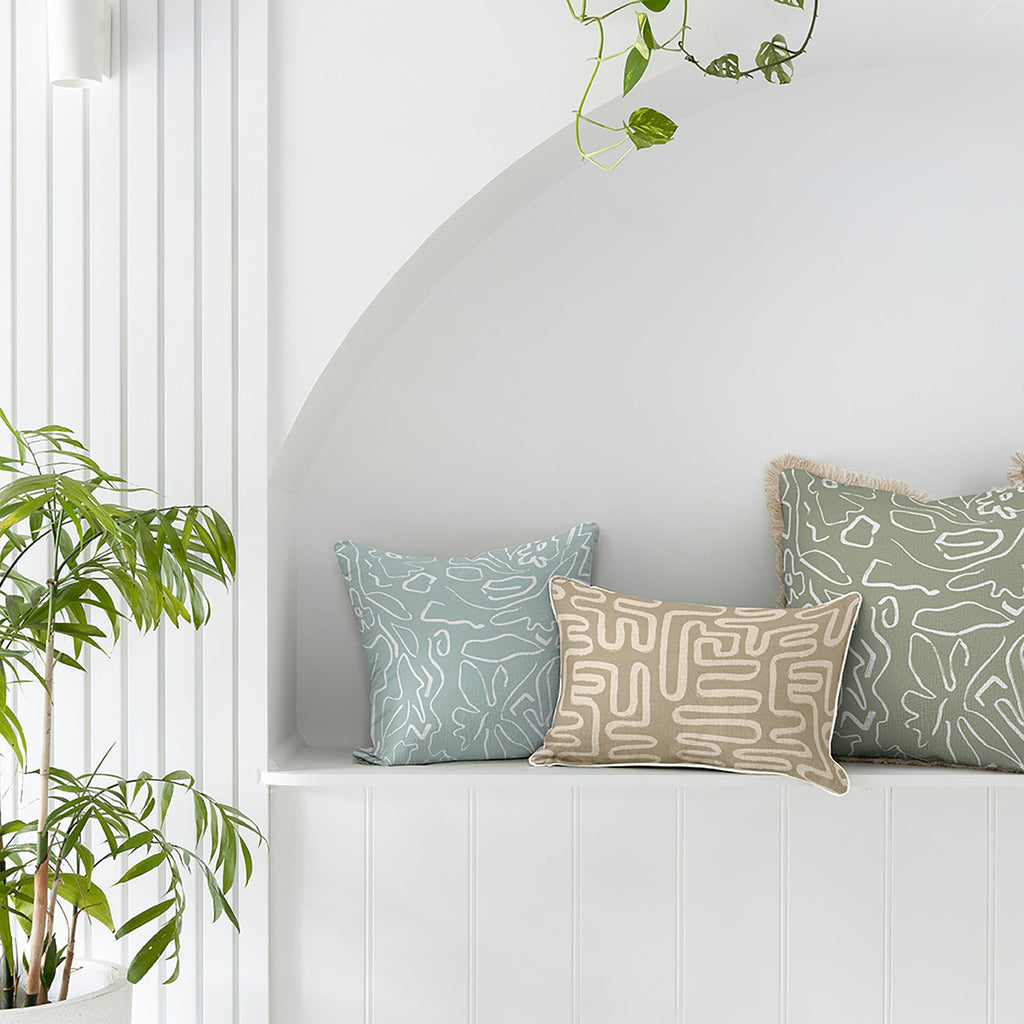 Cushion Cover-With Piping-Maze Taupe-35cm x 50cm