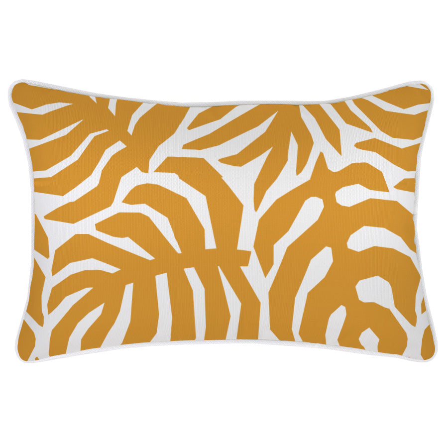 Cushion Cover-With Piping-Casa Palms Gold White-35cm x 50cm