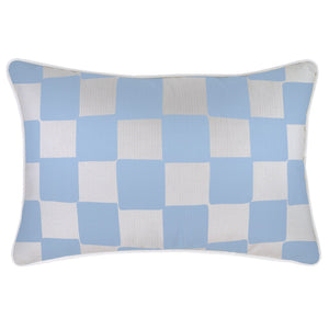 Cushion Cover-With Piping-Check Blue White-35cm x 50cm