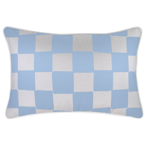 Cushion Cover-Coastal Fringe-Check Blue-35cm x 50cm