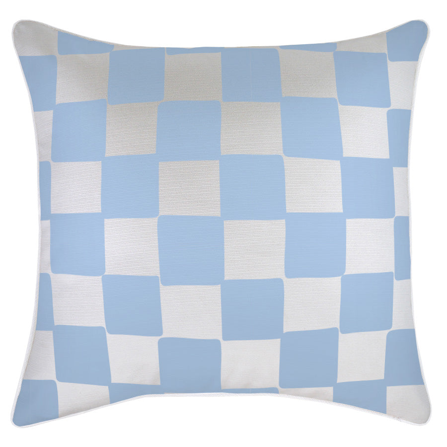 Cushion Cover-With Piping-Check Blue White-60cm x 60cm