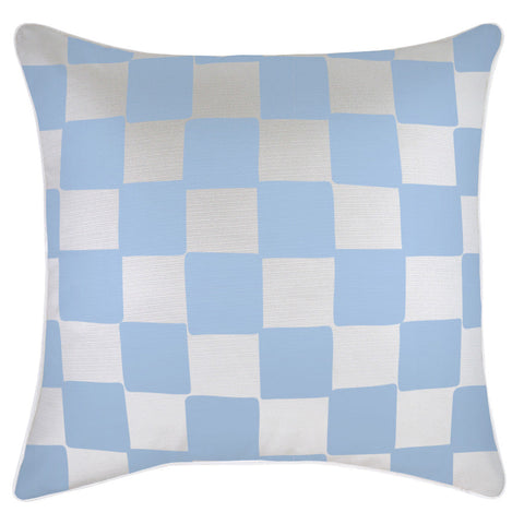 Cushion Cover-Coastal Fringe-Check Blue-35cm x 50cm