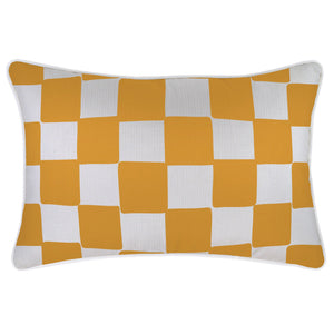 Cushion Cover-With Piping-Check Gold White-35cm x 50cm