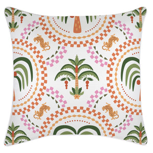 Cushion Cover-With Piping-Palm Mosaic White-60cm x 60cm