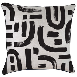 Cushion Cover-With Black Piping-Abstract Black-60cm x 60cm