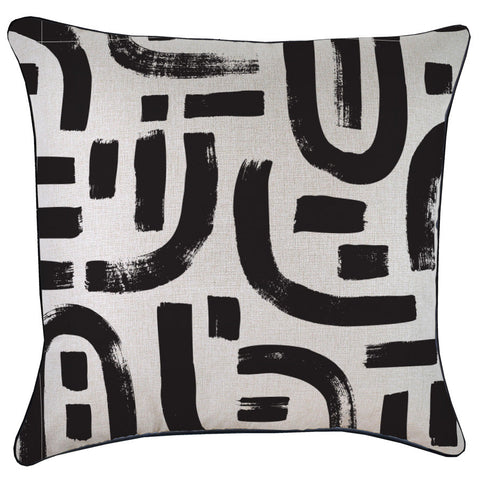 Cushion Cover-Coastal Fringe Black-Castaway-45cm x 45cm