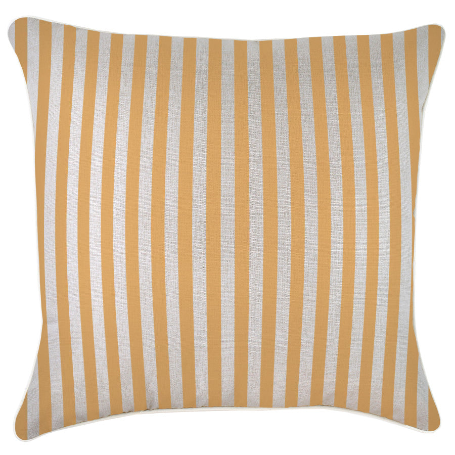 Cushion Cover-With Piping-Candy Stripe Mustard-60cm x 60cm