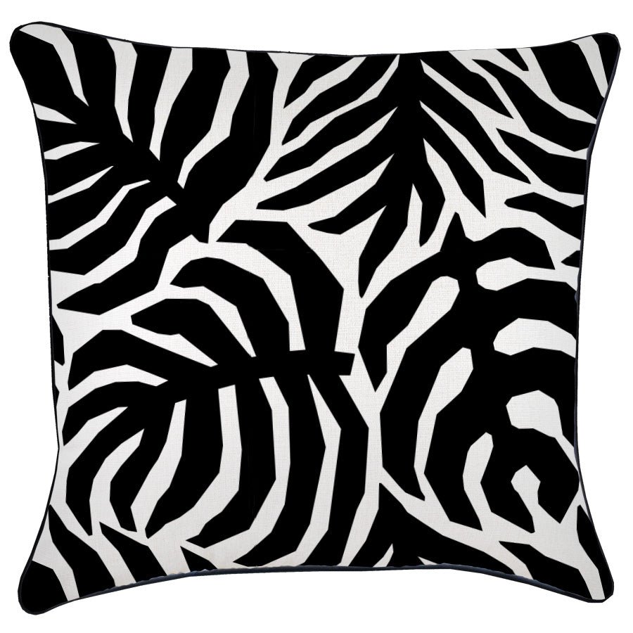 Cushion Cover-With Black Piping-Casa Palms Black-60cm x 60cm