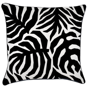 Cushion Cover-With Black Piping-Casa Palms Black-60cm x 60cm