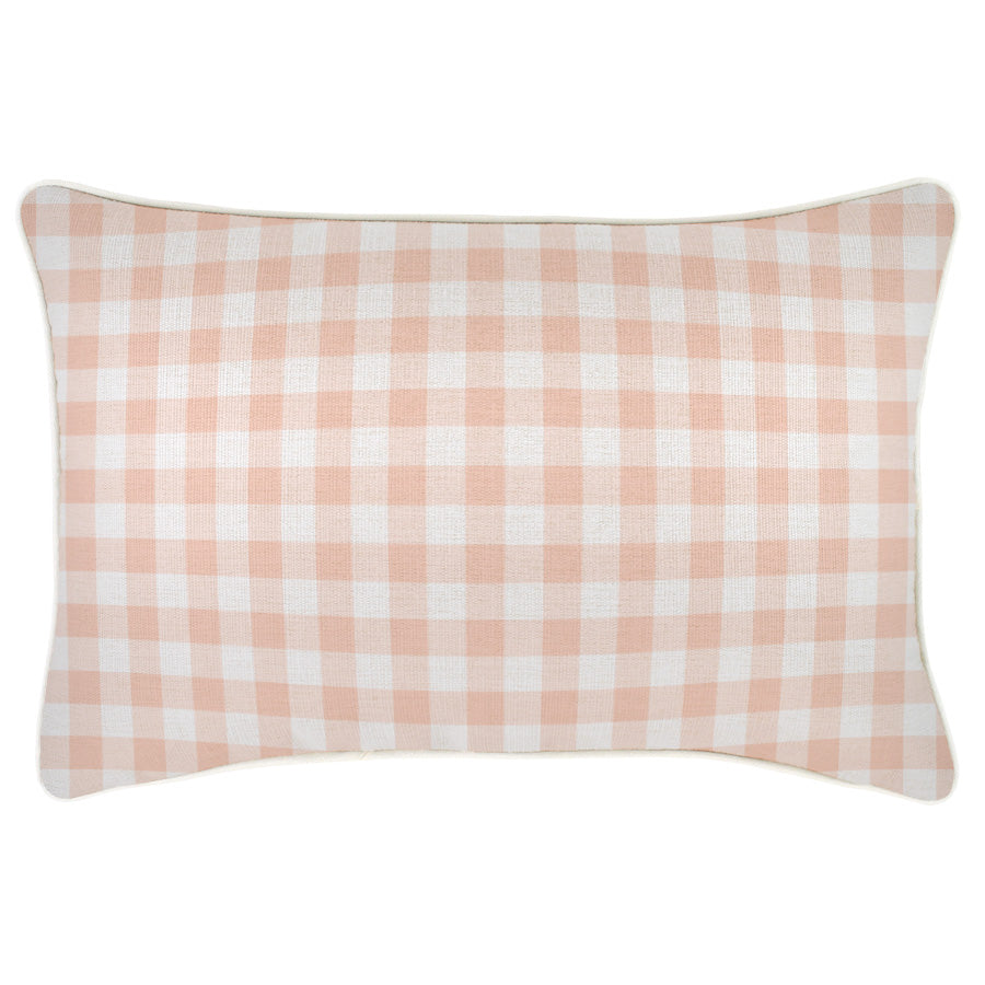 Cushion Cover-With Piping-Ginglam Peach-35cm x 50cm