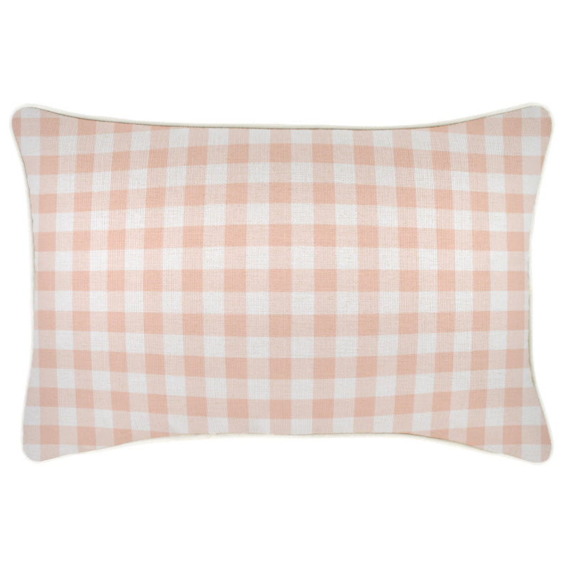 Cushion Cover-With Piping-Ginglam Peach-35cm x 50cm