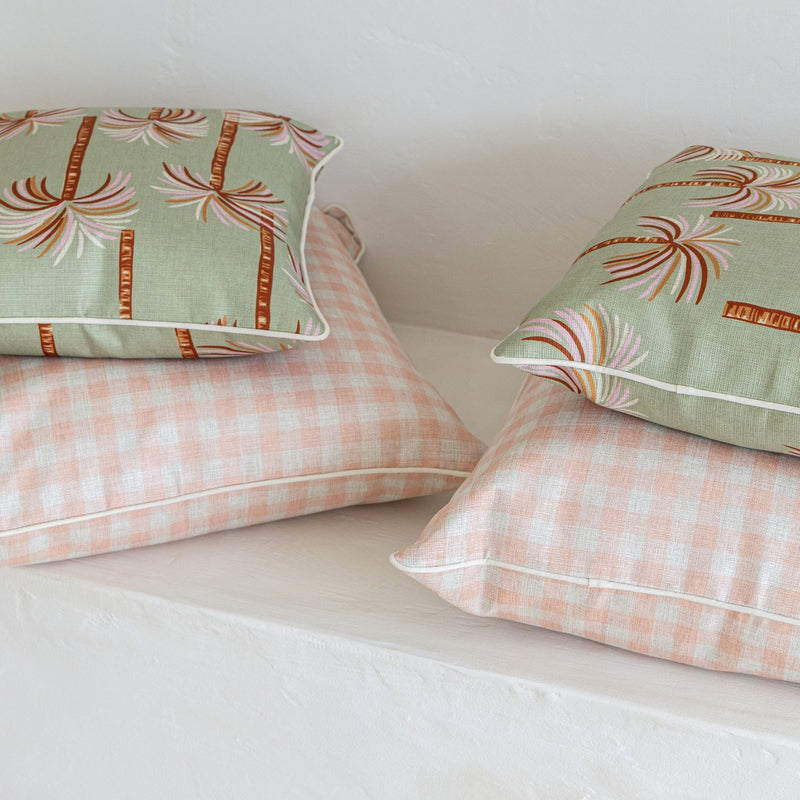 Cushion Cover-With Piping-Ginglam Peach-45cm x 45cm