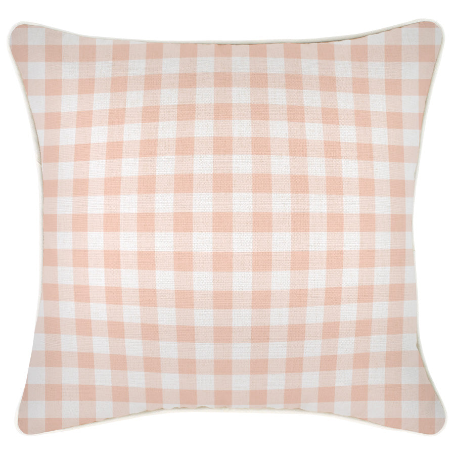 Cushion Cover-With Piping-Ginglam Peach-45cm x 45cm