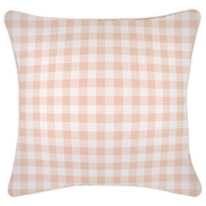 Cushion Cover-With Piping-Ginglam Peach-45cm x 45cm