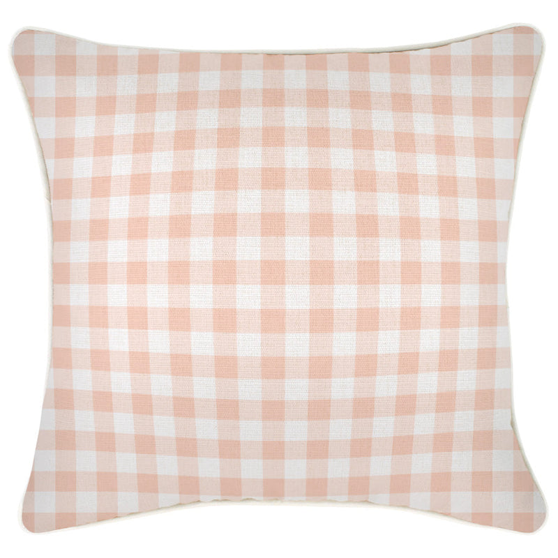 Cushion Cover-With Piping-Ginglam Peach-45cm x 45cm