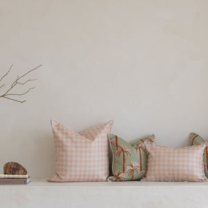Cushion Cover-With Piping-Ginglam Peach-60cm x 60cm