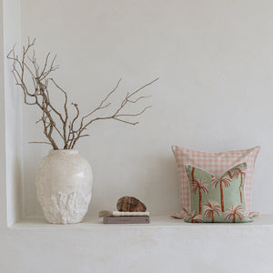 Cushion Cover-With Piping-Ginglam Peach-60cm x 60cm