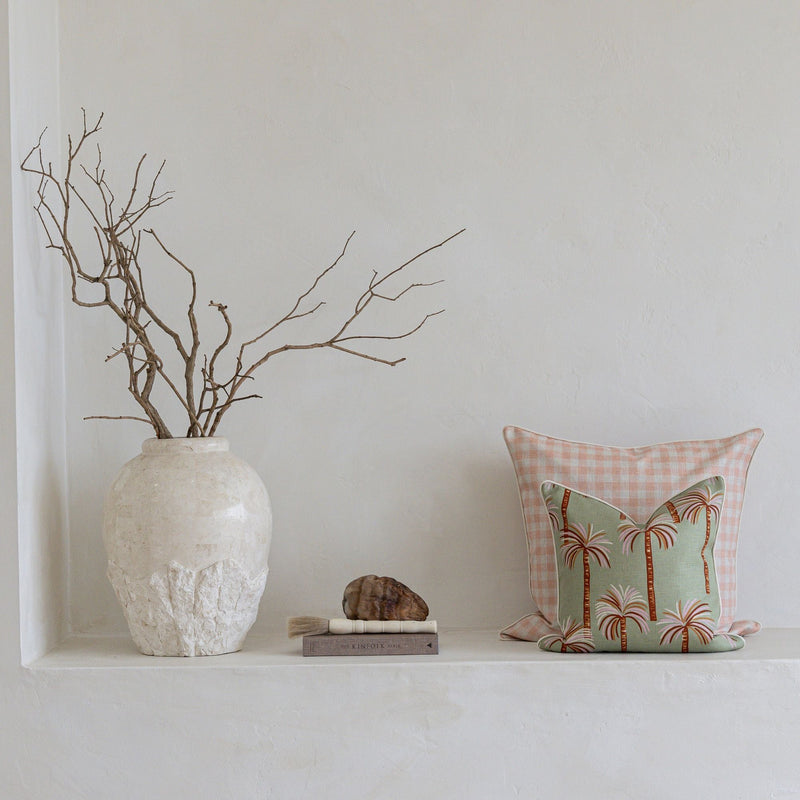 Cushion Cover-With Piping-Ginglam Peach-60cm x 60cm
