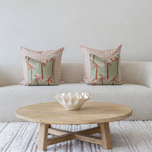 Cushion Cover-With Piping-Ginglam Peach-60cm x 60cm