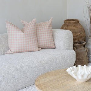 Cushion Cover-With Piping-Ginglam Peach-60cm x 60cm