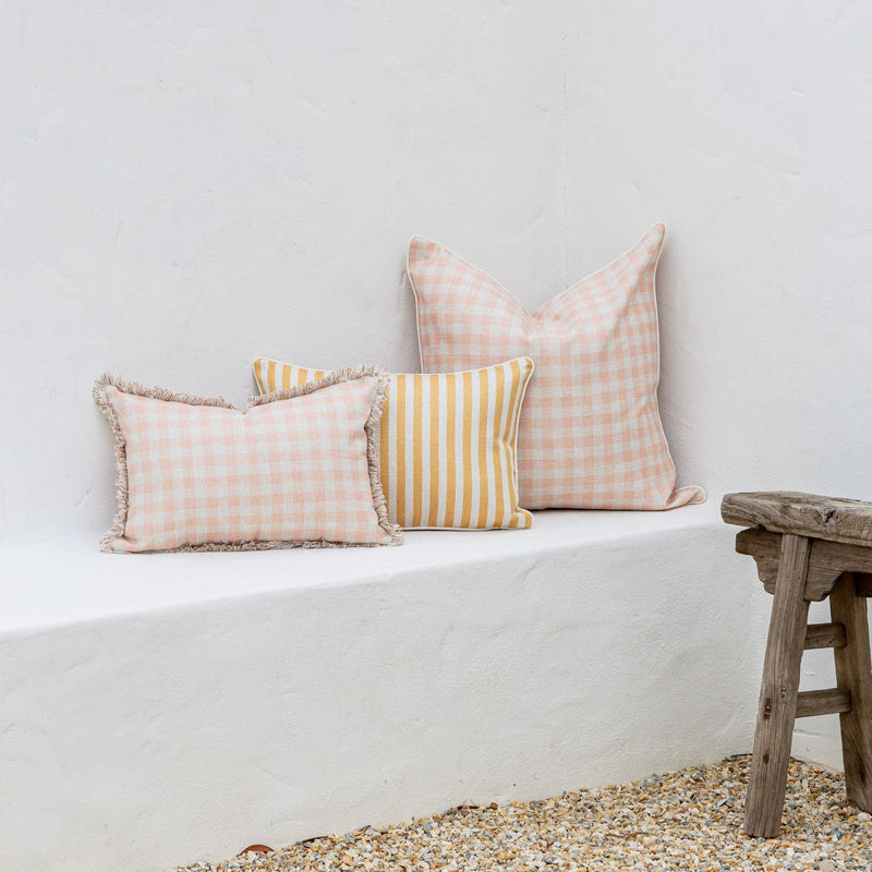Cushion Cover-With Piping-Ginglam Peach-60cm x 60cm