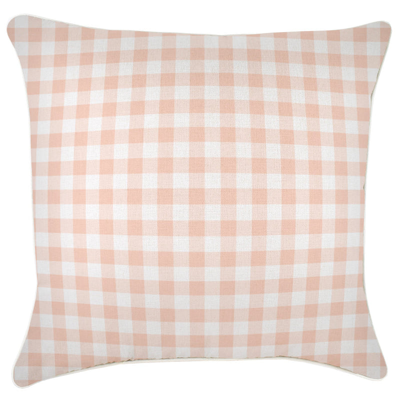 Cushion Cover-With Piping-Ginglam Peach-60cm x 60cm