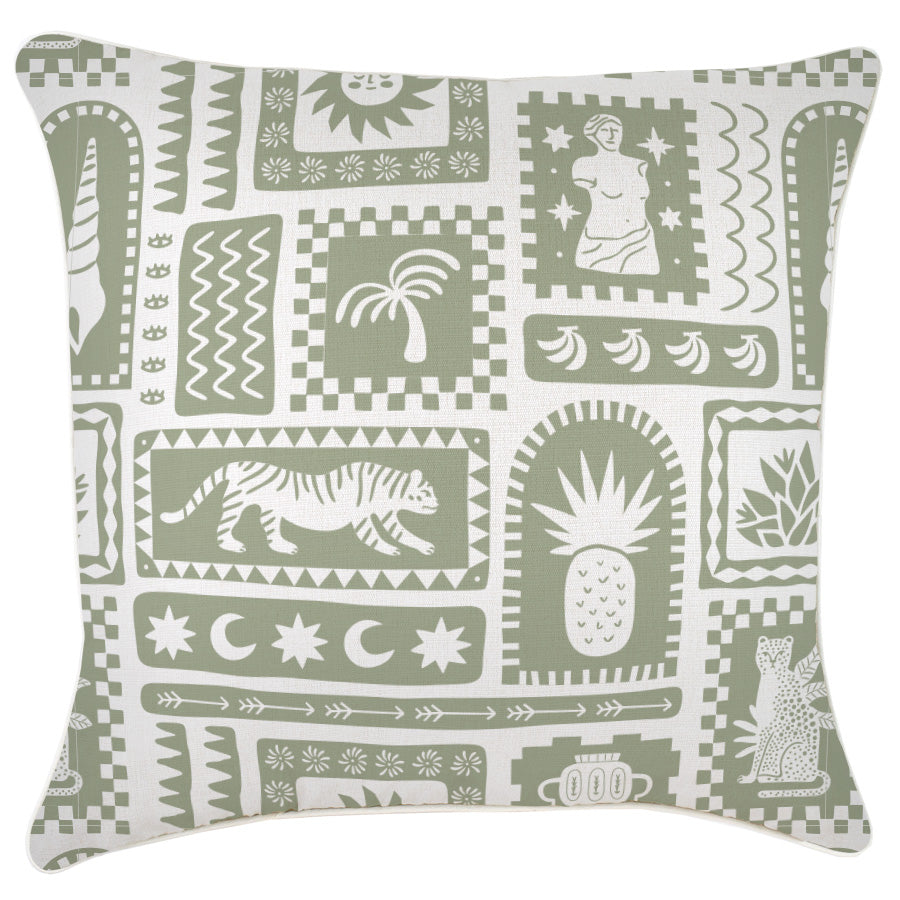 Cushion Cover-With Piping-Naxos Sage-60cm x 60cm