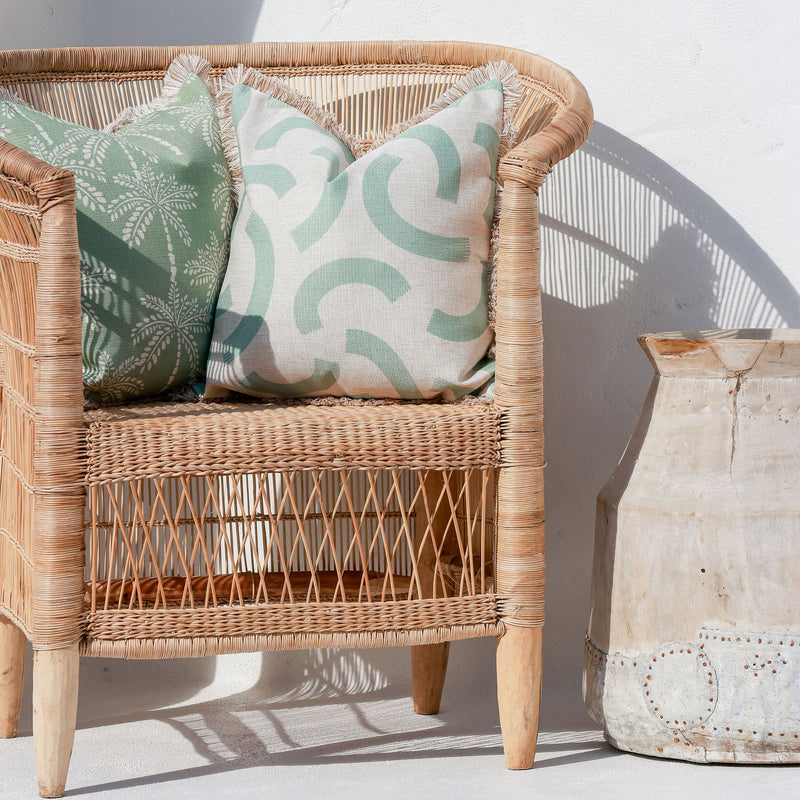 Cushion Cover-Coastal Fringe-Cabana Palms Sage-45cm x 45cm