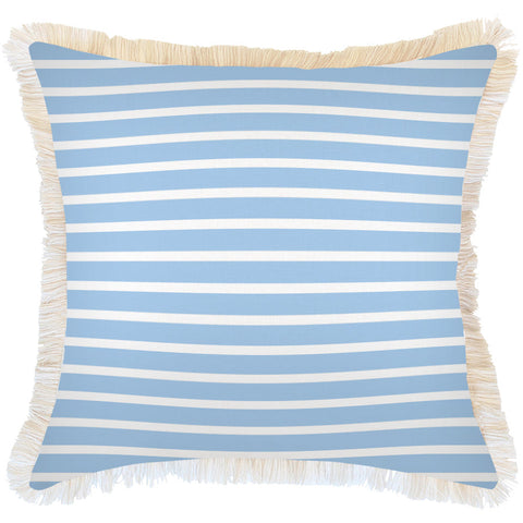 Cushion Cover-Coastal Fringe Deck-Stripe-Beige-45cm x 45cm