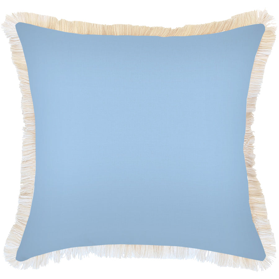 Cushion Cover-Coastal Fringe-Solid Pale Blue-60cm x 60cm