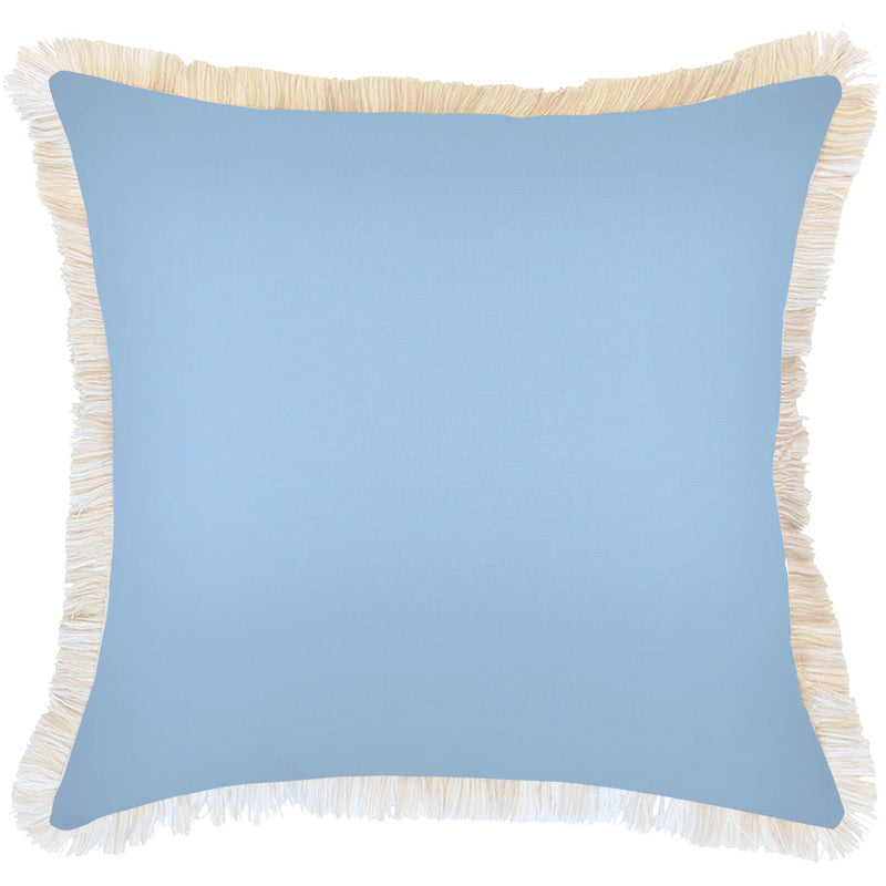 Cushion Cover-Coastal Fringe-Solid Pale Blue-60cm x 60cm