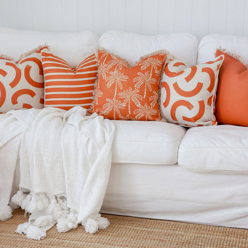 Cushion Cover-Coastal Fringe-Muse Burnt Orange-45cm x 45cm