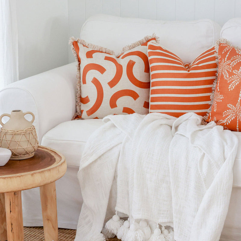 Cushion Cover-Coastal Fringe-Muse Burnt Orange-45cm x 45cm