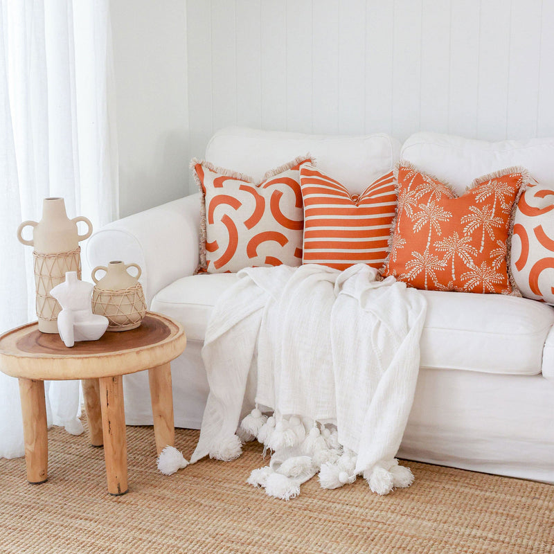 Cushion Cover-Coastal Fringe-Muse Burnt Orange-45cm x 45cm