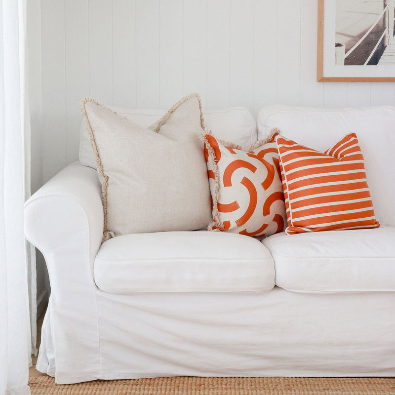 Cushion Cover-Coastal Fringe-Muse Burnt Orange-45cm x 45cm