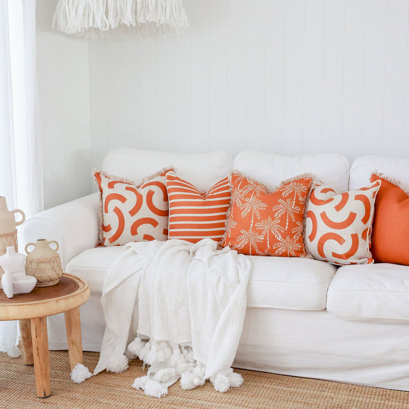 Cushion Cover-Coastal Fringe-Muse Burnt Orange-45cm x 45cm