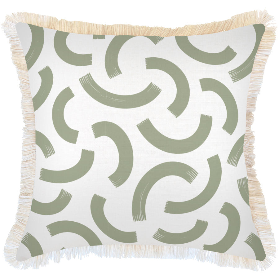 Cushion Cover-Coastal Fringe-Muse Sage-60cm x 60cm