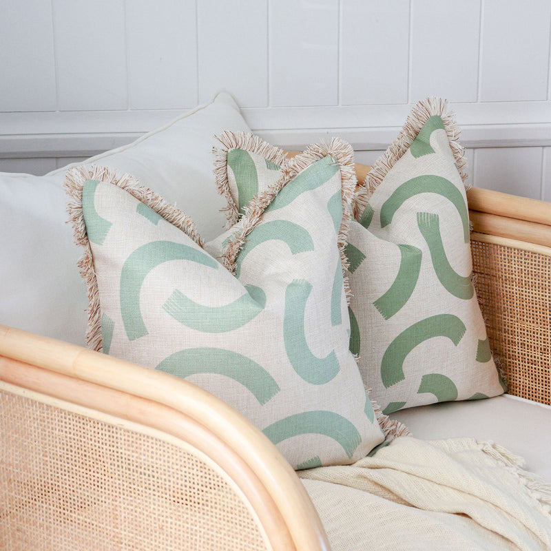 Cushion Cover-Coastal Fringe-Muse Seafoam-60cm x 60cm