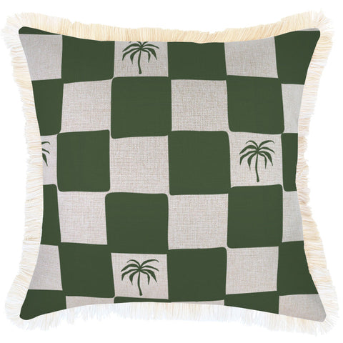 Cushion Cover-Coastal Fringe Black-Jungle Peach-60cm x 60cm