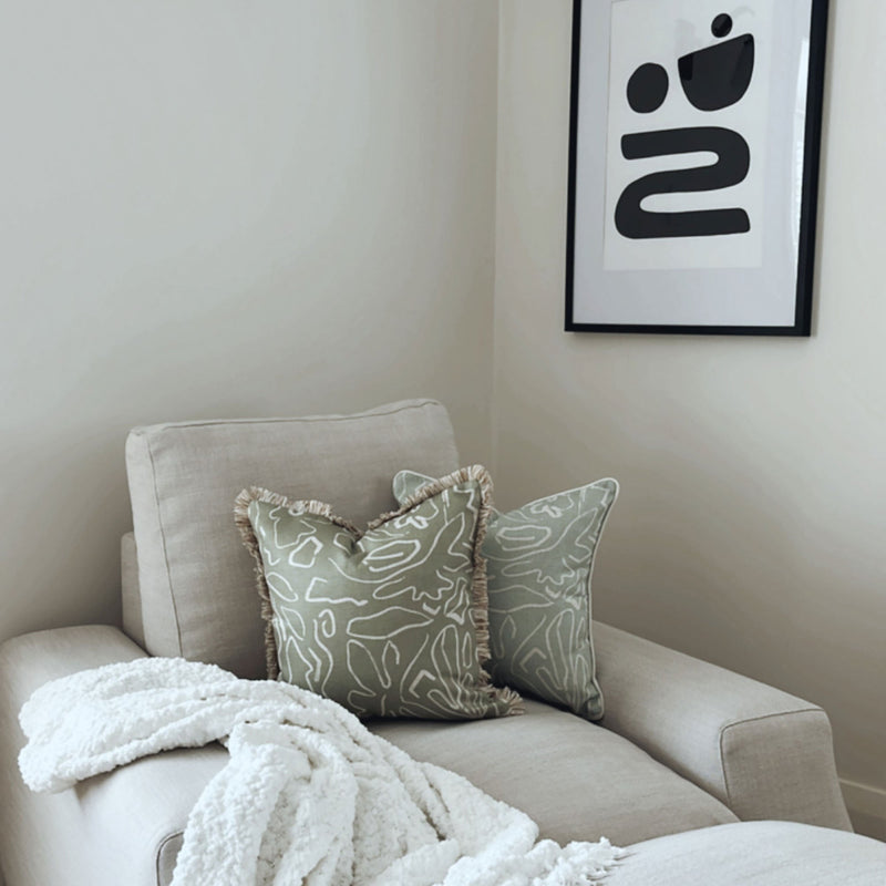 Cushion Cover-Coastal Fringe-Playa Sage-45cm x 45cm